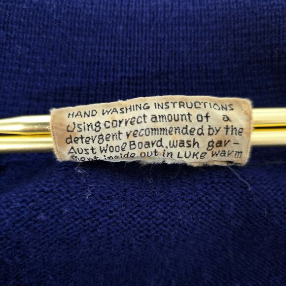 Vintage Bromley Pure New Wool Australian Patons Yarn Cardigan Sweater Blue S - Picture 12 of 13